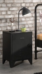 Noptieră Metalică, Neagră (Metal) – BRONXX – Vipack