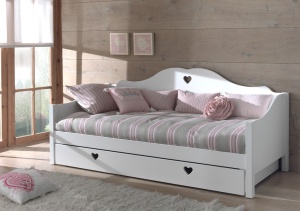 Pat AMORI pentru copii, 90x200 cm, Alb, cu Sertar Multifuncțional – Vipack - Img 1