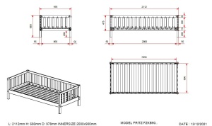 Pat Cabină Fritz 90x200 cm, pentru Copii, Pin Lăptos – Vipack - Img 3