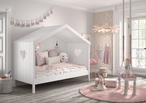 Pat Căsuță AMORI pentru Copii, 90x200 cm, Alb, cu Sertar și Protecție – Vipack - Img 9