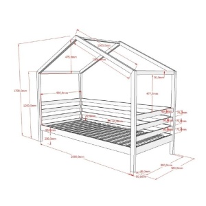 Pat Căsuță cu Protecție, Alb, 90 x 200 cm, Pin Masiv – Dallas – Vipack - Img 2