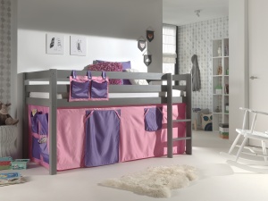 Pat copii supraînălțat cu husă Bella pentru copii – Vipack Pino Gri [Dimensiuni: 200x90x114 cm] - Img 2