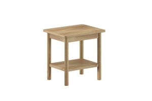 Pat dublu OLIVE, 160 x 200 cm, cu tăblie cu lamele rotunjite și aspect lemn de stejar, design modern, fără somieră inclusă, cu noptieră cu două rafturi deschise – Vipack - Img 4