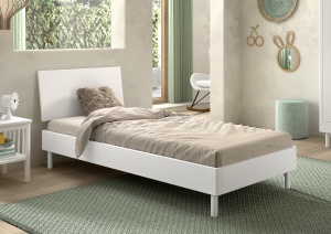 Pat Forrest Beech pentru Camera Copii, 90x200 cm, din Lemn Masiv de Fag, Alb – Vipack - Img 1