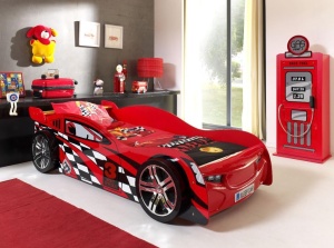 Pat Mașină de Curse NIGHT SPEEDER pentru Copii, 90x200 cm, Roșu (MDF) – Auto – Vipack - Img 4