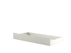Pat pentru copii MARGRIT, 90 x 200 cm, alb cu tonuri naturale, cu pat trundle pentru dormit sau depozitare – Vipack - Img 6