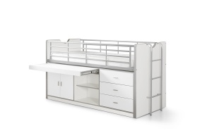 Pat Supraetajat cu Birou și Spații de Depozitare, Alb (Metal și PAL) – Bonny – Vipack - Img 2