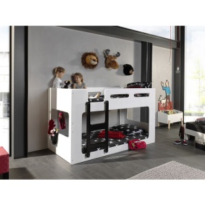 Pat suprapus Luca 90x200 cm alb cu detalii negre – Vipack - Img 3