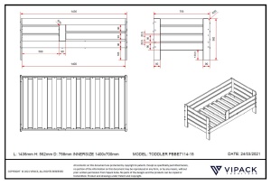Pat Toddler alb pentru copii mici, 70 x 140 cm, cu laturi înalte pentru siguranță – Vipack - Img 3