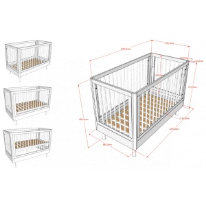 Pătuț Bebelus Forrest Beech, 60 x 120 cm, din Lemn Masiv de Fag, Alb – Vipack - Img 2