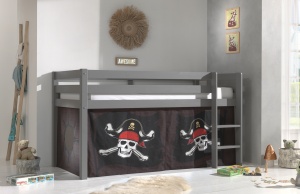 Perdea de joacă cu tema PIRAȚI pentru pat semi-supraetajat pentru copii PINO, negru – Vipack - Img 1