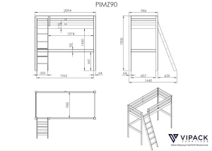 PINO mezanin (90x200cm) și canapea extensibilă. - Img 3