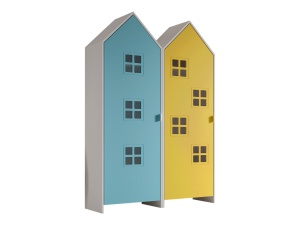 Set 2 Dulapuri pentru Copii Căsuță, Albastru și Galben, (MDF) – CASAMI BRUGES – Vipack - Img 2