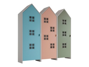 Set 3 Dulapuri pentru Copii Căsuță, Albastru, Roz și Verde, (MDF) – CASAMI BRUGES – Vipack - Img 2