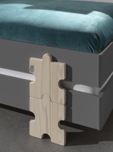 Set 3 paturi stivuibile pentru copii MODULO, gri, din MDF și pin masiv, cu somiere cu lamele incluse – Vipack - Img 8