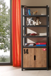 Set Birou și Bibliotecă Copii ALEX, Pin Masiv, Design Industrial – Vipack - Img 7