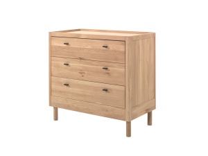 Set Complet Mobilier Cameră Bebelus Forrest Oak, din Lemn Masiv de Stejar, Natur: Pătuț Convertibil (70x140 cm), Comodă cu 3 Sertare, Suport de Înfășat și Dulap cu 3 Uși – Vipack - Img 12