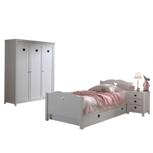 Set Mobilier Cameră Copii AMORI, 3 Piese, Alb, Stil Romantic – Vipack - Img 6