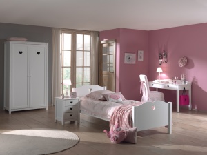Set Mobilier Cameră Copii AMORI, Alb, 4 Piese, Stil Romantic – Vipack - Img 1