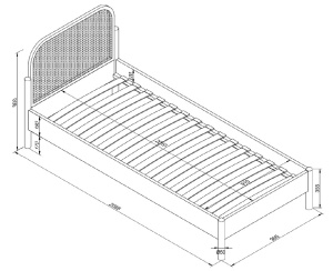 Set mobilier copii Pino, pat 90x200 cm cu capăt rotunjit din rattan și noptieră, olive – Vipack - Img 3