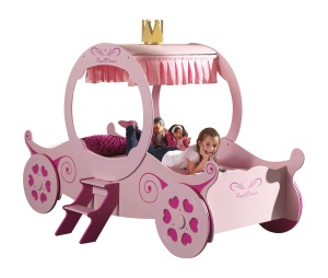Set Pat Calească Royal Princess Kate și Saltea pentru Copii, 2 Piese, Roz (MDF) – Auto – Vipack - Img 2