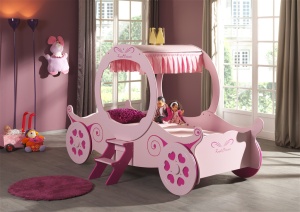 Set Pat Calească Royal Princess Kate și Saltea pentru Copii, 2 Piese, Roz (MDF) – Auto – Vipack - Img 6