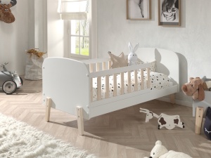 Set Pat Copii Kiddy 70x140 cm, cu Protecție Înaltă pentru Somn, Alb – Vipack