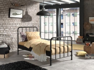 Set Pat Metalic și Noptieră, Negru, 90 x 200 cm (Metal) – BRONXX – Vipack - Img 8