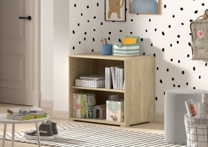 Set SAM în finisaj de stejar este format dintr-un Pat copii (90 x 200 cm), o bibliotecă, o comodă cu 2 uși și o comodă cu 3 sertare. - Img 12