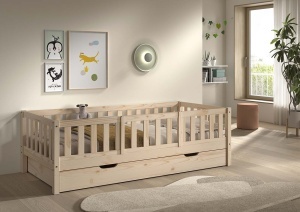 This DALLAS combination in natural consists of a cabin bed (90 x 200 cm) with bed drawer and safety rail. - Img 2