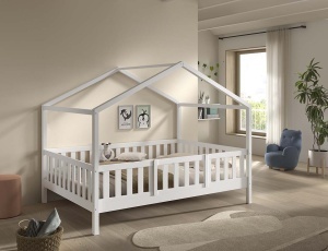 This DALLAS combination in white consists of a house bed (140 x 200 cm) and safety rail. - Img 2