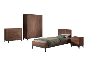 This ILYAS combination consists of a bed (90 x 200 cm), nightstand, 3-door wardrobe and desk.