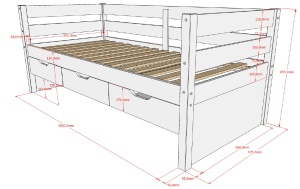 This MARGRIT combination in white consists of a cabin bed (90 x 200 cm) with three storage drawers and a matching pull-out bed. - Img 3