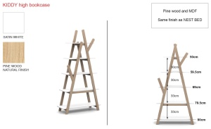 Bibliotecă pentru copii Tipi albă din MDF și pin masiv – colecția Kiddy – Vipack - Img 3
