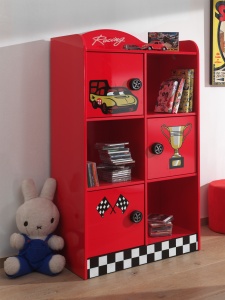 Bibliotecă RACER pentru Copii, Roșu (MDF) – Auto – Vipack - Img 1