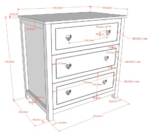 Comodă AMORI pentru Copii, Alb (Pin Masiv și MDF), Design Romantic – Vipack - Img 3