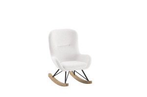 Mini balansoar pentru copii ROCKY, alb, cu tapițerie bouclé, confortabil și decorativ – Vipack - Img 2