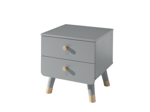 Noptieră cu 2 Sertare, Gri (MDF) – Billy – Vipack - Img 2