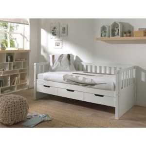 Pat Cabină Fritz 90x200 cm cu Sertare, pentru Copii, Alb – Vipack - Img 1