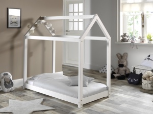 Pat Căsuță Copii CABANE, Alb, 70 x 140 cm (Pin Masiv) – CABANE – Vipack - Img 3