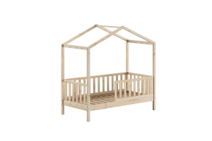 Pat Căsuță Copii cu Protecție, Natur, 70 x 140 cm, Pin Masiv – Dallas – Vipack - Img 2