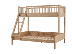 Pat de Familie Supraetajat Forrest Oak (140x200 cm + 90x200 cm), pentru Camera Copii, din Lemn de Stejar, Natur – Vipack - Img 2