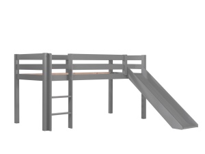 Pat înălțat copii VIPACK Pino cu tobogan, 90 x 200 cm, gri, înălțime 115 cm - Img 2
