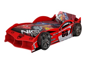 Pat Mașină de Curse Auto pentru Copii, 90x200 cm, Roșu (MDF) – Vipack - Img 2