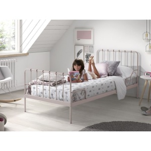 Pat Metalic ALICE pentru Copii, 90x200 cm, Roz, Stil Vintage Romantic – Vipack - Img 1