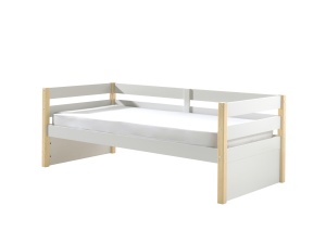 Pat pentru copii MARGRIT, 90 x 200 cm, alb cu tonuri naturale, cu pat trundle pentru dormit sau depozitare – Vipack - Img 7