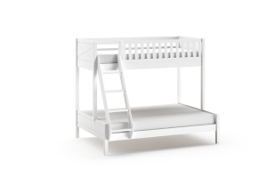 Pat pentru copii SCOTT, alb, 140 x 200 cm + 90 x 200 cm, din pin scandinav și MDF, cu somiere incluse și sertar mare pentru loc de dormit suplimentar – Vipack - Img 5