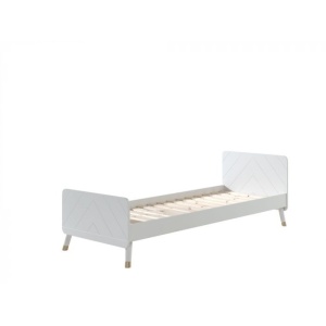 Pat Single pentru Copii, 90x200 cm, Alb Satinat (Pin Masiv și MDF) – Billy – Vipack - Img 2