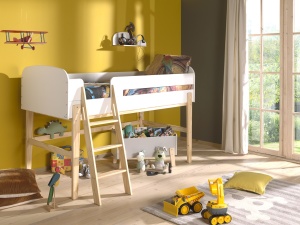 Pat Supraetajat Kiddy (Mid Sleeper) 90x200 cm, pentru Camera Copii, Alb – Vipack - Img 7