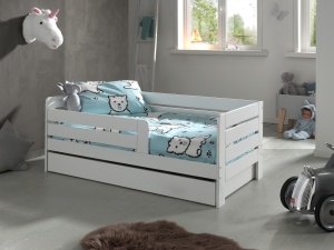 Pat Toddler alb pentru copii mici, 70 x 140 cm, cu sertar de depozitare – Vipack - Img 1